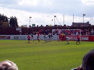 Lee Double going up for a header